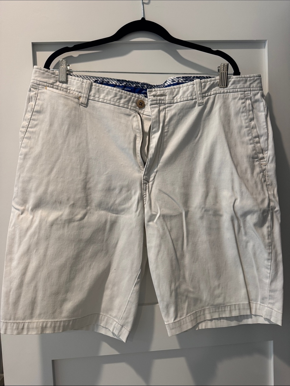 Tommy Bahama White Flat Front Chino Shorts
